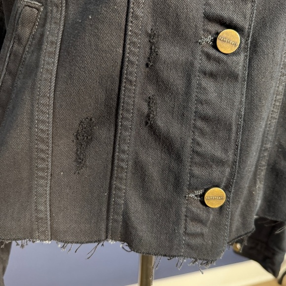 NWT Sanctuary Black Distressed Jean Jacket with Gold Rivets, Size 8 - Picture 3 of 10